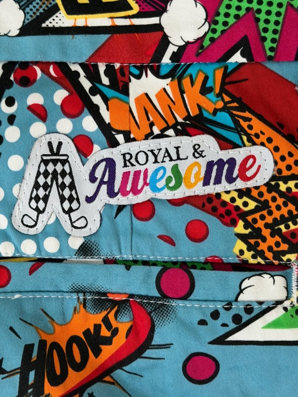 Royal and Awesome Men`s Golf Pants Partoon Comic Book Design - Size W32 L32 EUC - Picture 9 of 11